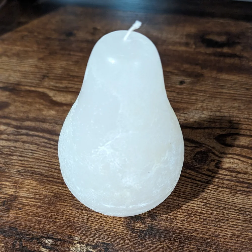 Pear Shaped Unscented Wax Candle in White